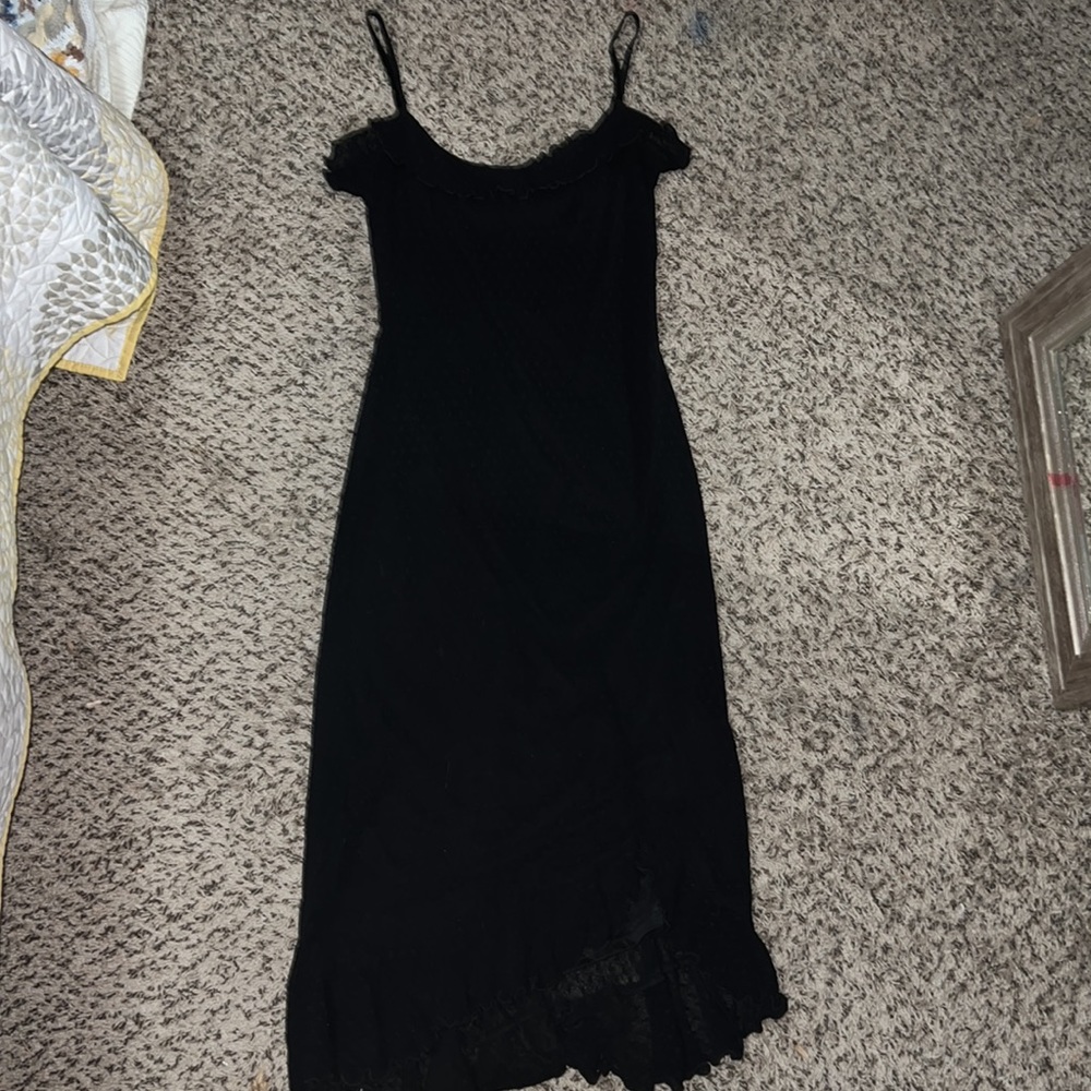 Betsey Johnson Vintage 90s Beaded Fringe Spaghetti Strap Dress